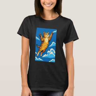 T-shirt Chat Tigre Drôle Volant dans l'Art du Ciel