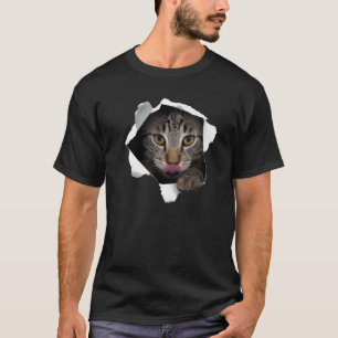 T-shirt Chat tigré époustouflant déchiré tissu Chat Chat