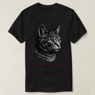 T-shirt Chat tigré gravé de style Shorthair Art