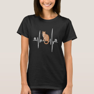 T-shirt Chat tigré orange Battement de coeur Amateur de ch