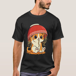 T-shirt Chat tigré orange mange des nouilles Ramen Vinta j