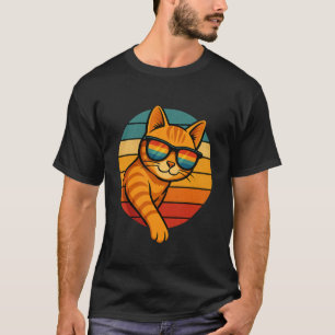 T-shirt Chat tigré rétro lunettes de soleil drôle chat ora