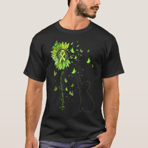 T-shirt Chat Tournesol Ruban Vert Lime Sensibilisation au
