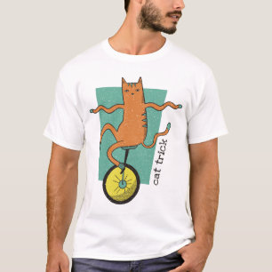 T-shirt Chat Trick Funny Tabby Chat Riding a Unicycle