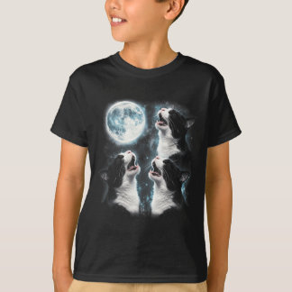 T-shirt Chat Tuxedo Hurleur à la Lune Rétro 90s