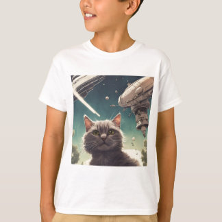 T-shirt Chat UFO amusant