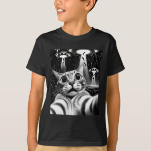 T-shirt Chat Ufo Invasion _ Drôle Chat Mème Rétro Alien Ch