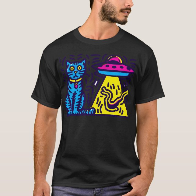 T-shirt Chat Ufo Jouer Chat Cult De Chat (Devant)