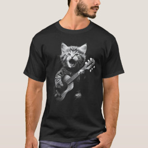 T-shirt Chat Ukulele - Joli Chat Jouant Guitare 6 Cordes