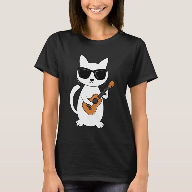 T-shirt Chat Ukulele Ukulélé Instrument à Cordes (Devant)