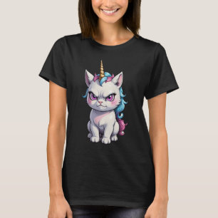 T-shirt Chat unicorne en colère mignon drôle chat en colèr