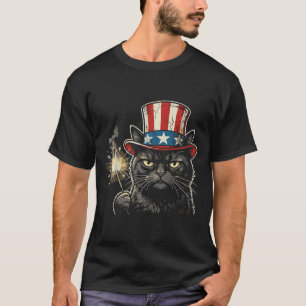 T-shirt Chat USA 4 juillet Hommes Femmes Enfants Drôle Pat