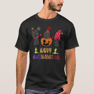 T-shirt Chat Vampire de la fête d'Hallothanksmas avec chap