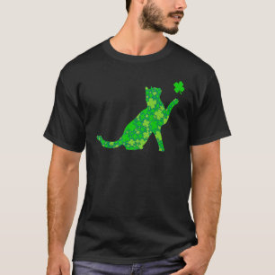 T-shirt Chat vert Chat Trèfle Graphique  Fête de la Saint-