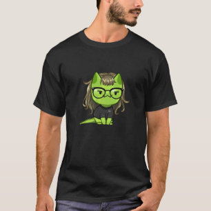 T-shirt Chat Vert Halloween Pour Femmes Filles Garçons Enf
