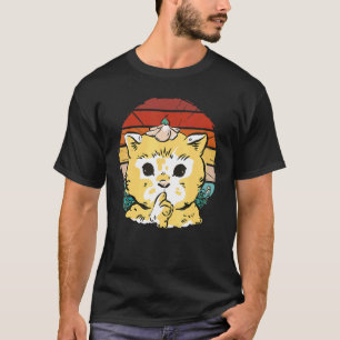 T-shirt Chat vintage Avec Fleurs Et Cottagecore Feuille Cu