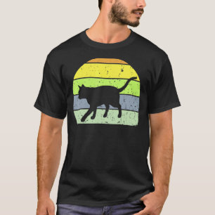 T-shirt Chat Vintage Chat Rétro Silhouette Animal 60s 70s