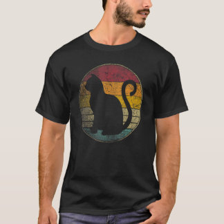 T-shirt Chat  Vintage Détresse Rétro 70s 80s Hommes Femmes