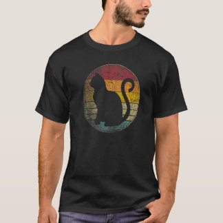 T-shirt Chat Vintage Détresse Rétro Années 70 80 Hommes Fe