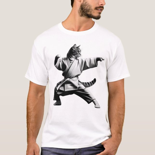 T-shirt Chat vintage faisant Aikido Kitten Lover (Devant)