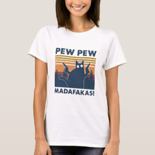 T-shirt Chat vintage Pew Pew Madafakas