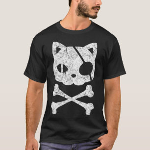 T-shirt Chat vintage Pirate Kitten Halloween Croix du crân