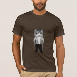 T-shirt Chat vintage portant un costume