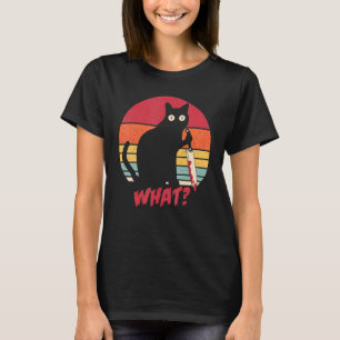 T-shirt Chat vintage Quel Chat Noir Meurtrier Avec Couteau