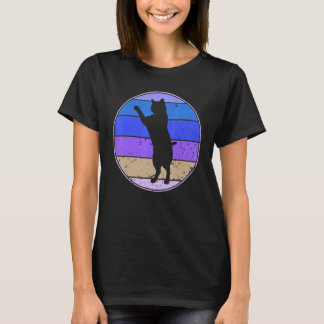T-shirt Chat Vintage Silhouette de Chat Rétro Animal 70s