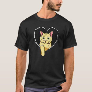 T-shirt Chat visage tissu déchiré cœur trou visage chat 1