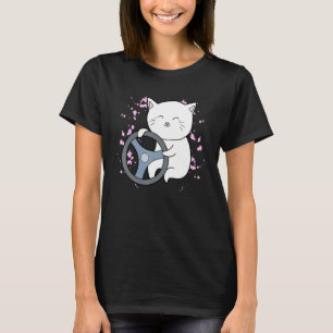 T-shirt chat volant direction poignée guidon conduite d'un