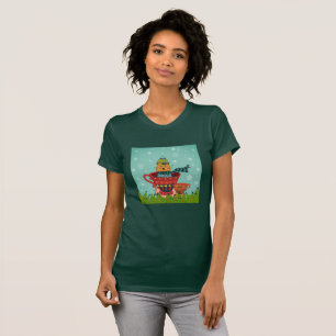 T-shirt Chat Whimsical assis dans un thé Noël