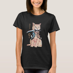 T-shirt Chat Yakuza Drôle Tatouage Japonais Épée Je Fais C