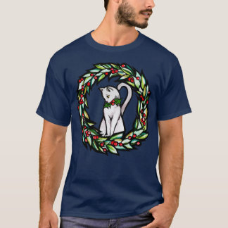 T-shirt Chat Yule Blanc