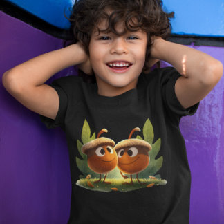 T-shirt Châtaignier - Acornes de dessin souriant et feuill