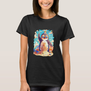 T-shirt Château de sable de pingouin mignon plage été aman