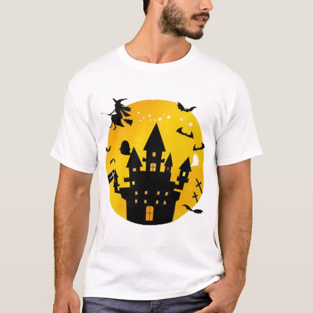 T-shirt château d'Halloween (Devant)
