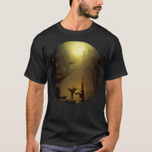 T-shirt Château éffrayant dans le brouillard