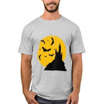 Château éffrayant hanté avec lune et chauves-souri