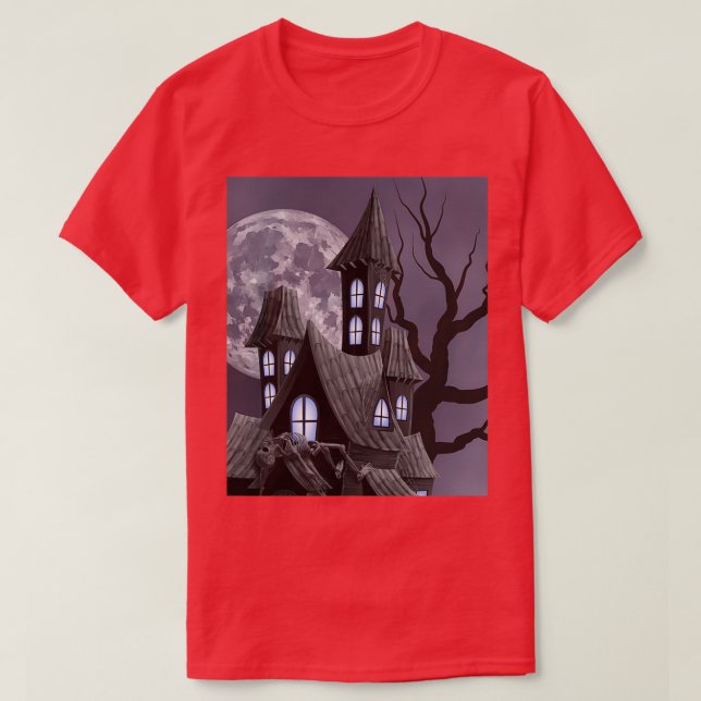 T-shirt Château halloween design effrayant (Design devant)