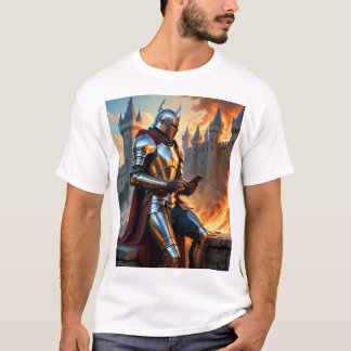 T-shirt Château médiéval Chevalier Feu Amusant Imaginaire
