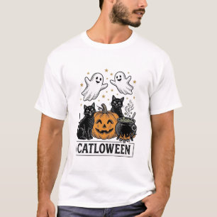 T-shirt Chatloween Chat Fantôme Vintage Design de Chemise