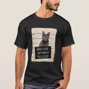 T-shirt chaton bleu russe photo d'identité mauvais chat