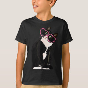T-shirt Chaton de chat noir cool Cœur rouge Gles Happy Val