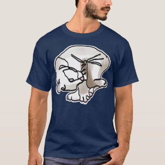 T-shirt Chaton de curling dans une brosse à touche unique