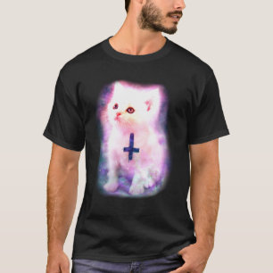 T-shirt Chaton de l'espace avec la croix inversée
