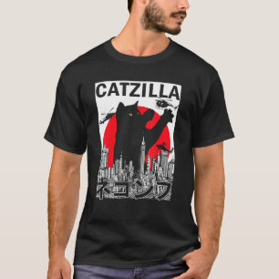 T-shirt Chaton de style japonais Vintage Catzilla au couch