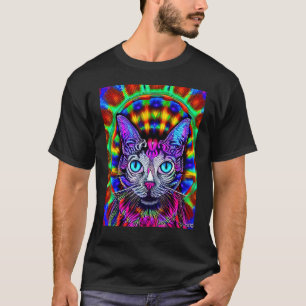 T-shirt Chaton Kitty Psychedelique Dans Le Style De Chat 4