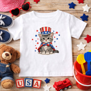 T-shirt Chaton Patriotique Rouge Blanc Bleu