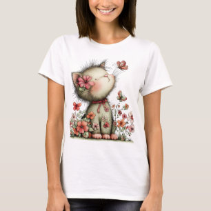 T-SHIRT CHATON THÉMATIQUE ÉTÉ FANTAISISTE ADORABLE